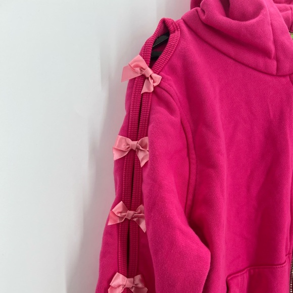 Marshall Columbia Cash By Cash App Pink Ribbon Bow Cut Out Cropped Zip Up Jacket - Picture 4 of 9